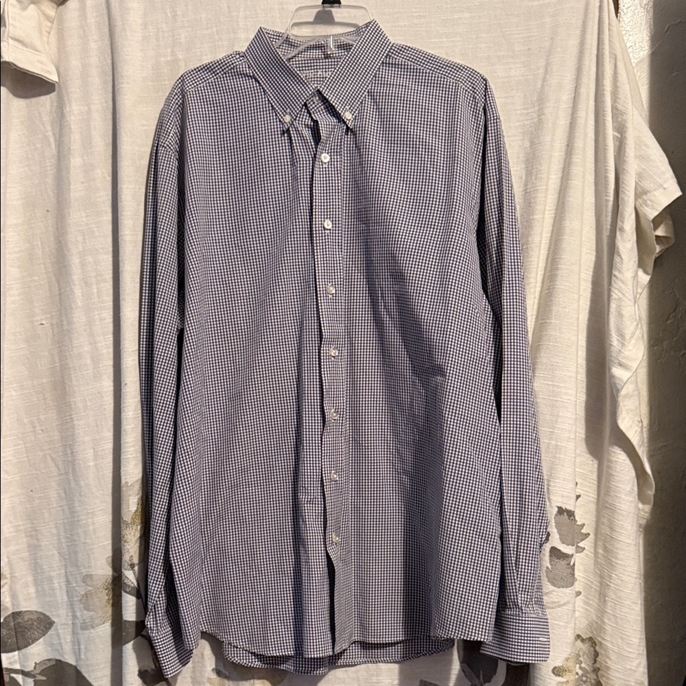 David August Men's Blue Checkered Button Down  Shirt